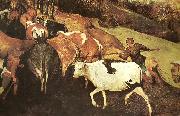 Pieter Bruegel detalj fran hjorden drives drives hem,oktober eller november Spain oil painting artist